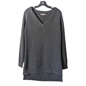 Joan Vass Studio Ribbed Tunic Style Sweater Longline Gray Size Medium